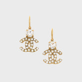 WGACA Chanel Crystal CC Earrings - Gold