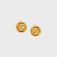 WGACA Chanel Round CC Earrings - Gold