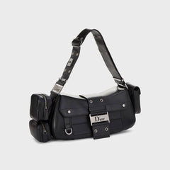 WGACA Dior Leather Street Chic Columbus Shoulder Bag - Black