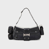 WGACA Dior Leather Street Chic Columbus Shoulder Bag - Black