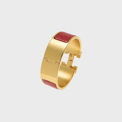 WGACA Hermes Clic H Wide Bracelet - Red / Gold