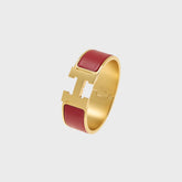 WGACA Hermes Clic H Wide Bracelet - Red / Gold