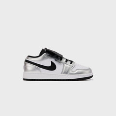 Jordan GS Air Jordan 1 Low SE - White / Metallic Silver / Black