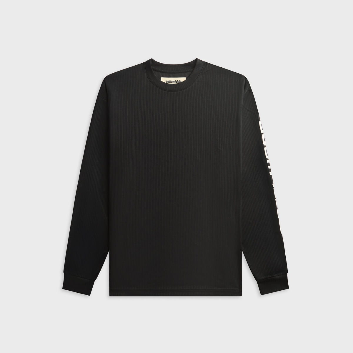 Metalwood Long Sleeve Moto Crewneck Top - Black