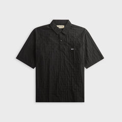 Metalwood Oversized Snap Top Polo - Black