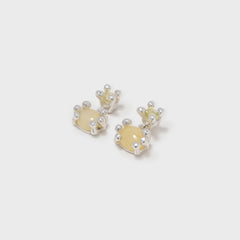 Faris Dotto Bug Drop Earrings - Silver / Pineapple Jasper