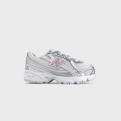 New Balance TD 740 Bungee Lace - Silver Metallic / Signal Pink