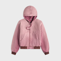 Auralee Product Dyed Organic Cotton Duck Short Zip Parka - Faded Burgundy