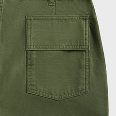 Auralee Washed Baggy Satin Bleached Baker Pants - Olive Green