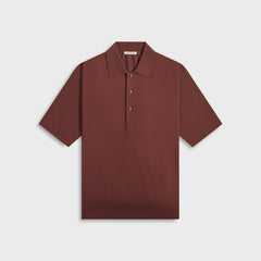 Auralee Super High Gauge Cotton Knit Polo - Brown