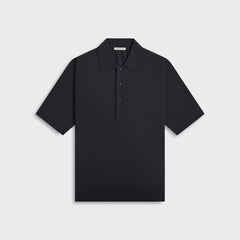 Auralee Super High Gauge Cotton Knit Polo - Dark Navy