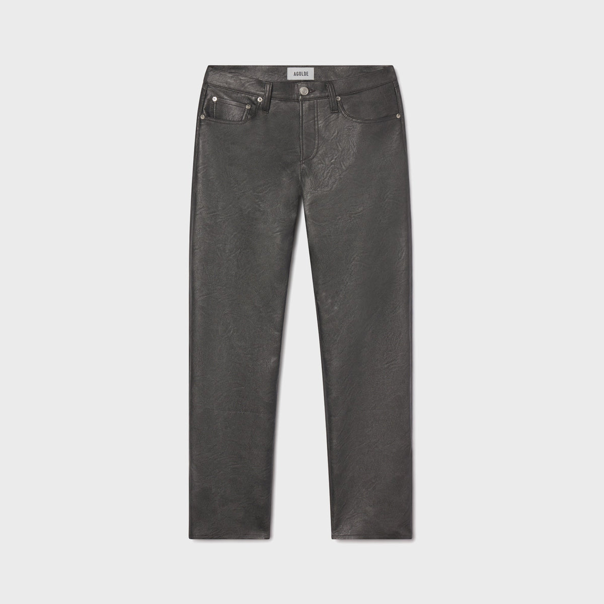Agolde Low Rise Slim Leather Jeans - Gunmetal