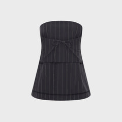 St. Agni Strapless Rouleau Tie Top - Ink Stripe