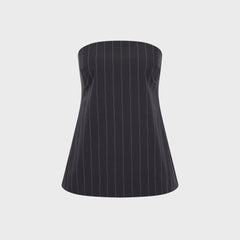 St. Agni Strapless Rouleau Tie Top - Ink Stripe