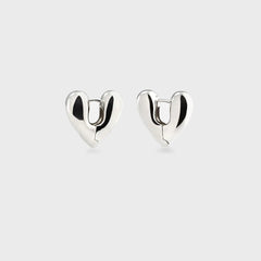 Annika Inez Small Heart Hoops - Silver
