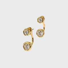 Alexis Bittar Asterales Gold Molten Front Back CZ Earrings - Gold