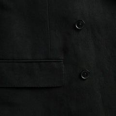 Auralee Wool Cotton Linen Ox Double-Breasted Jacket - Black