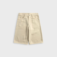 Auralee Silk Denim Wide Short - Ivory / White