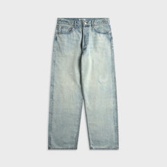 Auralee Faded Selvedge Light Denim Wide Pant - Light Indigo