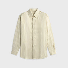 Auralee Cotton Silk Stripe Double Cuff Shirt - White