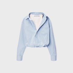 Alexander Wang Gathered Striped Shirt With Layered Tank - Light Blue Stripe