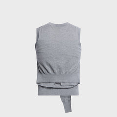 Alexander Wang Tie-front Cardigan Layered V-neck Vest - Heather Grey