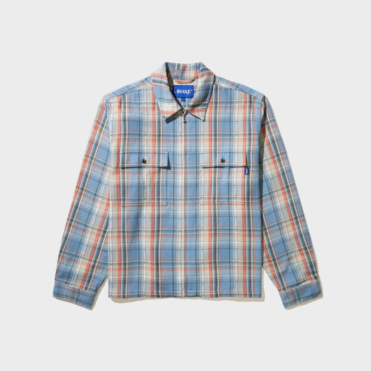 Awake NY Rivington Zip Flannel Shirt - Blue