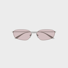 Balenciaga BB0412S Metal Rectangle Sunglasses - Ruthenium / Pink