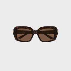 Balenciaga Recycled Acetate Rectangular Sunglasses - Havana / Brown