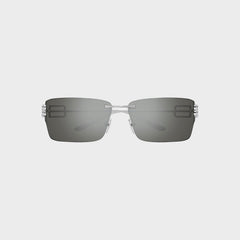 Balenciaga Rectangular Metal Sunglasses - Ruthenium / Silver