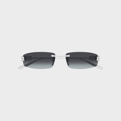 Balenciaga BB0488S Rectangle Sunglasses - Silver / Smoke