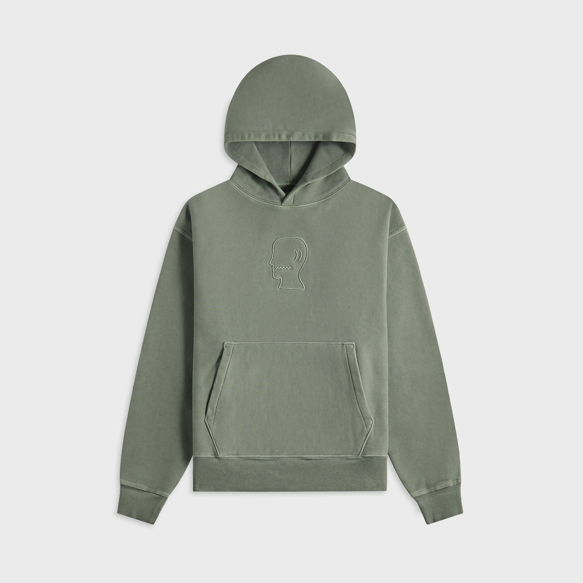 Brain Dead 3D Embroidered Logo Head Garment Dyed Hoodie - Ivy