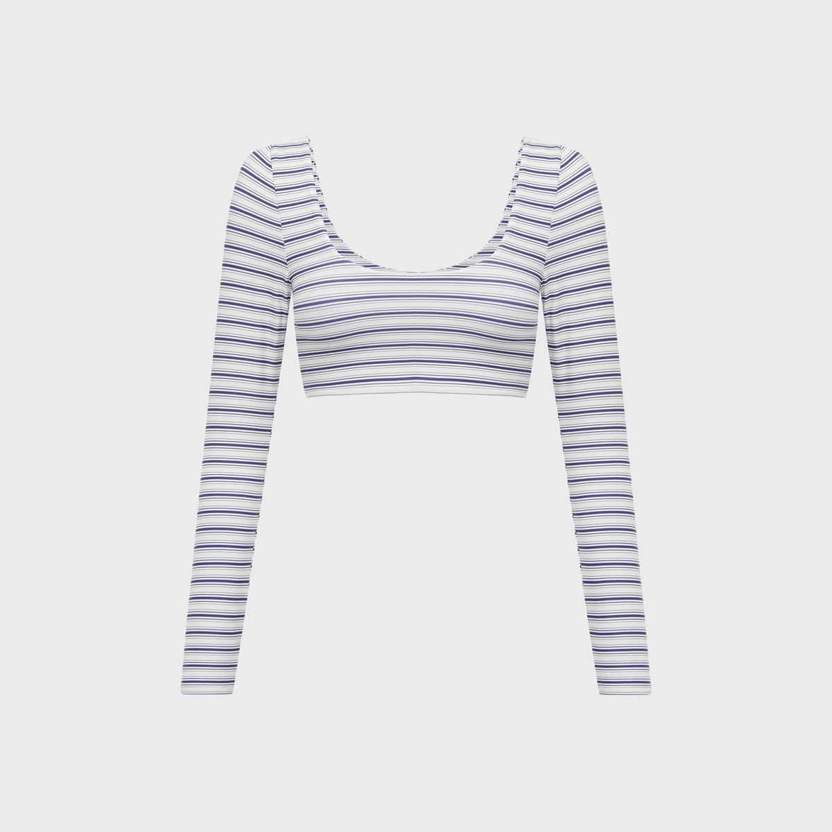 Bond Eye Halle Long Sleeve Crop Top - Indigo / Riviera Stripe