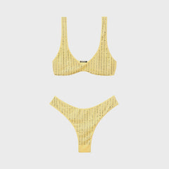 Venuja Brassiere and High Cut Brazilian Bikini Set - Jonquil