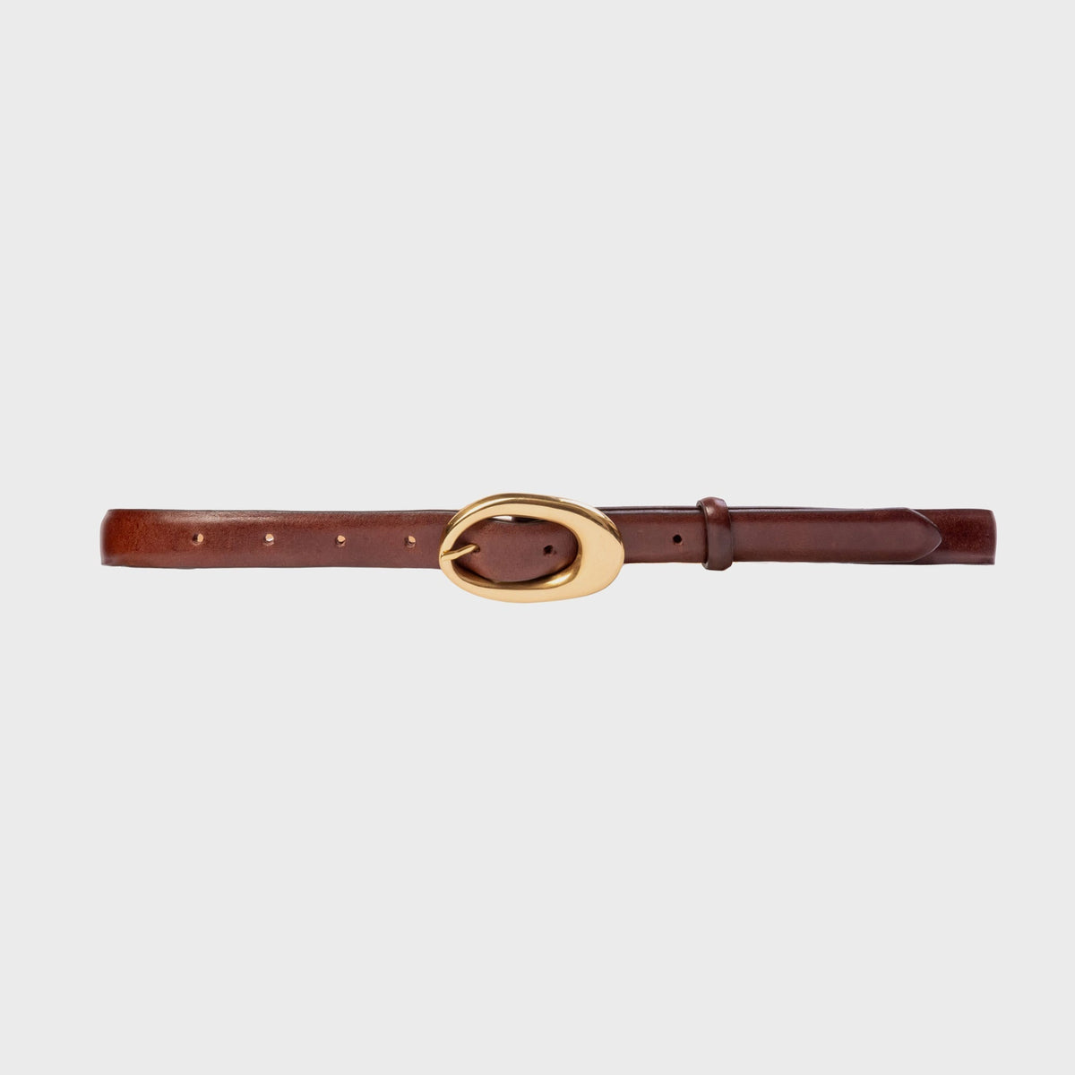 Black Suede Studio Oval Belt - Brown Leather / Gold Buckle