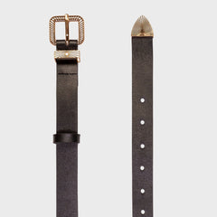 Black Suede Studio Una Belt - Black Leather