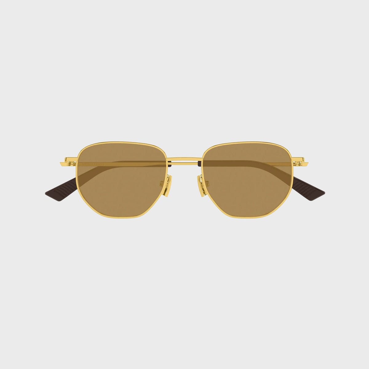 Bottega Veneta Unisex Metal Sunglasses - Gold / Brown