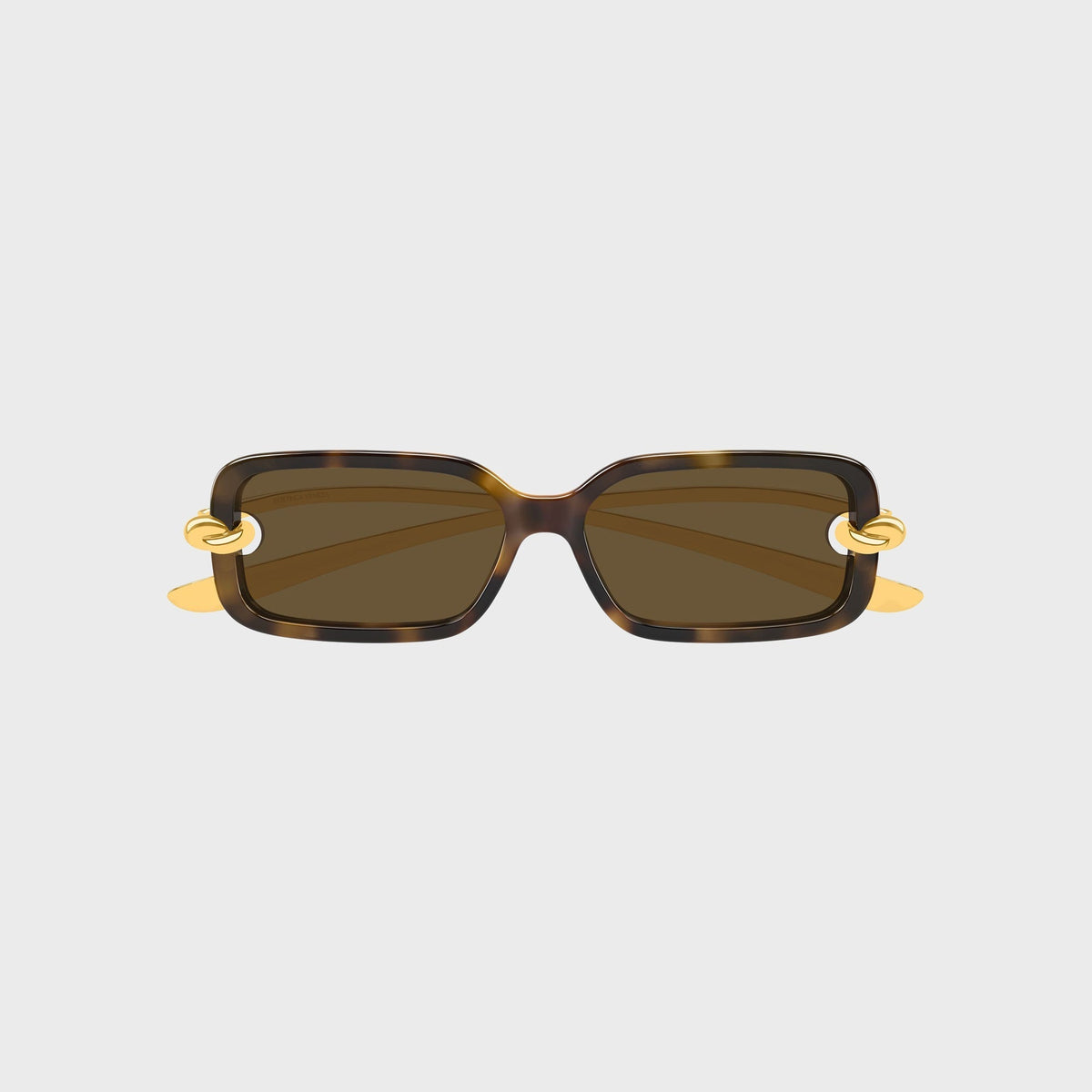 Bottega Veneta Knot Rectangular Sunglasses - Havana / Gold / Brown
