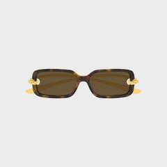 Bottega Veneta Knot Rectangular Sunglasses - Havana / Gold / Brown