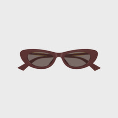 Bottega Veneta Snap Oval Sunglasses - Burgundy / Brown