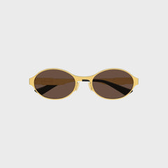Bottega Veneta Dash Oval Sunglasses - Gold / Brown