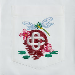 Casablanca Embroidered Monogram Short Sleeve Cuban Collar Shirt - White