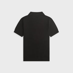 Casablanca Pointelle Monogram Short Sleeve Polo Shirt - Black