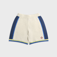 Casablanca Side-Stripe Crochet Short - White / Blue