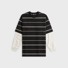 CDG Homme Striped Layered Tee - Black / Grey