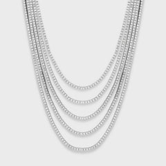 Crystal Haze Waterfall Layered Serena Necklace - Silver