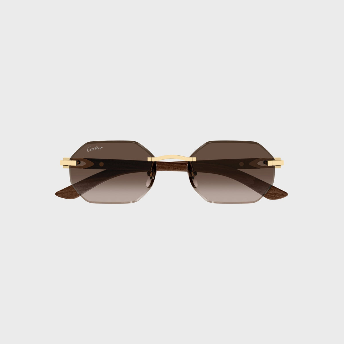 Cartier CT0439S Man Wood Sunglasses - Gold / Yellow / Brown