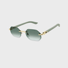 Cartier CT0439S Man Wood Sunglasses - Silver / Green