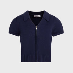 GUIZIO Calesia Zip Up Top - Navy