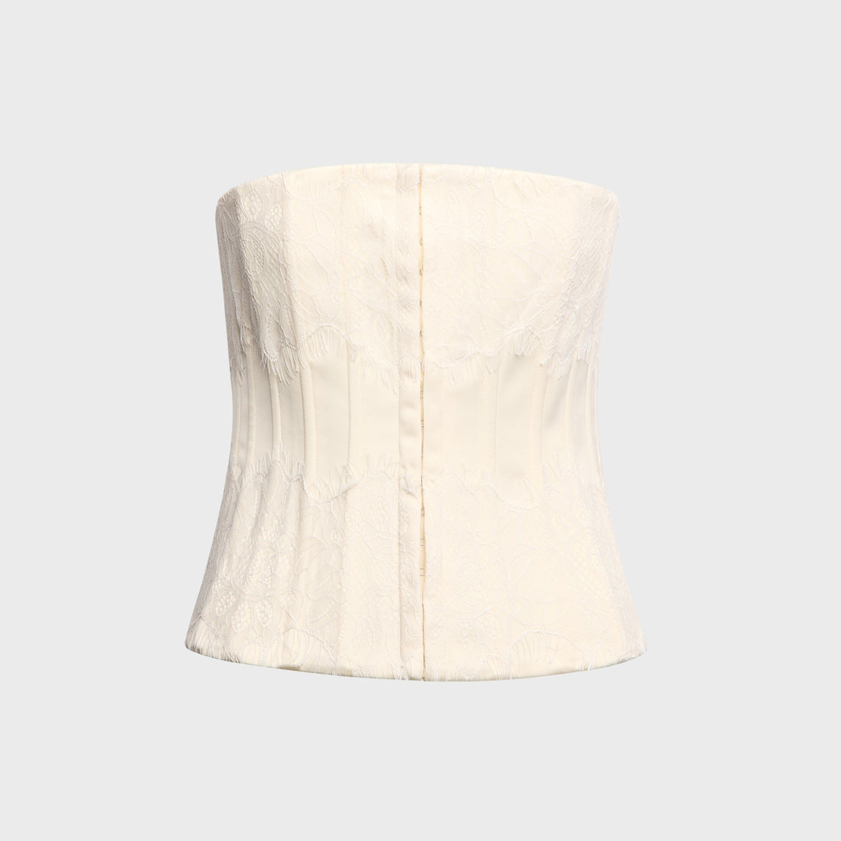 GUIZIO Eliane Lace Embellished Satin Corset Top - Ivory